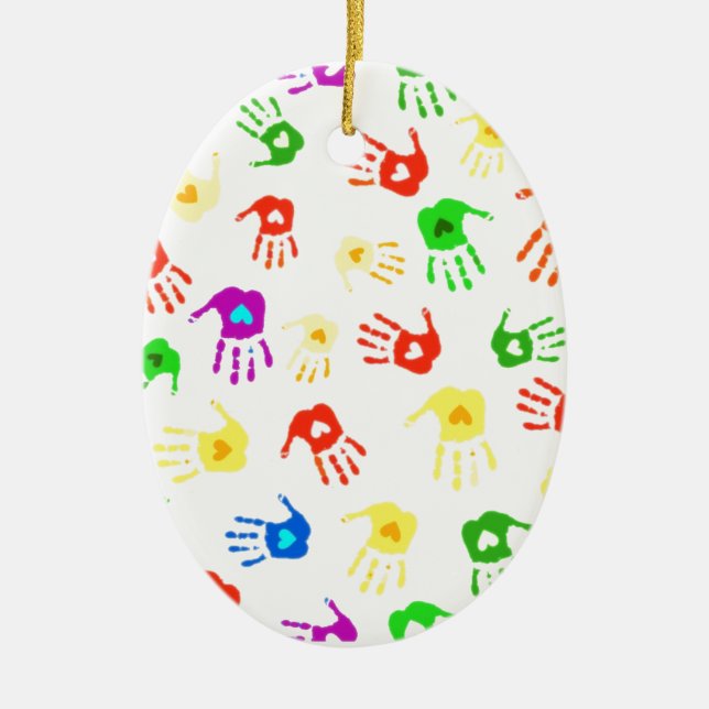 Helping Hands ! Ceramic Ornament (Front)
