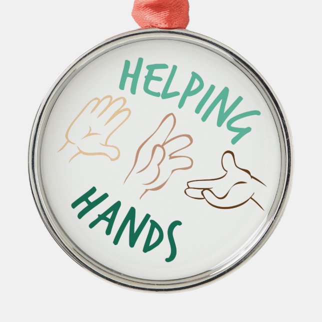 Helping Hands Metal Ornament (Front)