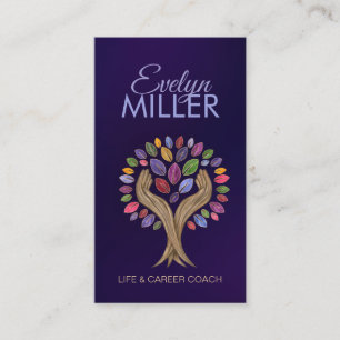 Helping Hands Tree - watercolor leaves Business Card