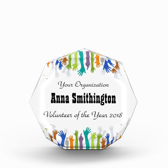 Helping Hands Volunteer of the Year Acrylic Award (Front)