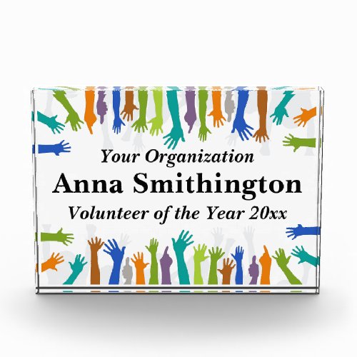 Helping Hands Volunteer of the Year Acrylic Award