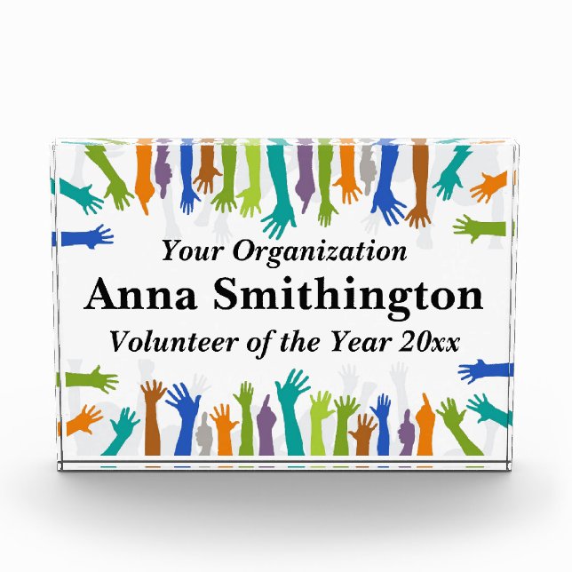 Helping Hands Volunteer of the Year Acrylic Award (Front)