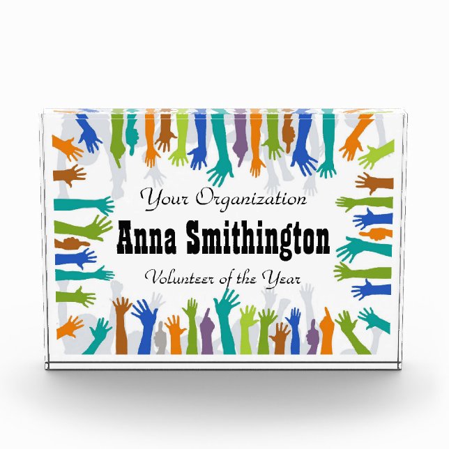 Helping Hands Volunteer of the Year Acrylic Award (Front)