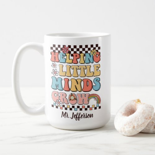 Helping Little Minds Grow groovy teacher gift Coffee Mug