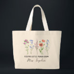 Helping Little Minds Grow Tote | Custom Name Teach<br><div class="desc">Celebrate your favorite educator with this “Helping Little Minds Grow” custom teacher tote bag! Personalize it with a name to create a heartfelt and practical gift they’ll love. This large, sturdy canvas bag is ideal for carrying books, lesson plans, and daily essentials. Perfect for Teacher Appreciation Week, end-of-year gifts, or...</div>