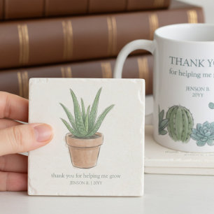 Helping Me Grow Potted Aloe Teacher Thank You Stone Coaster