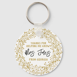 Helping me grow teacher appreciation gold wreath keychain