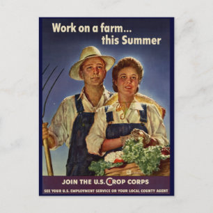 Helping on the Farm Conservation During WWII Postcard