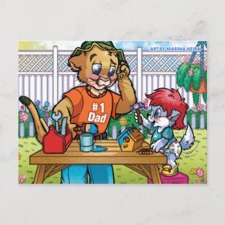 Helping Papa Postcard