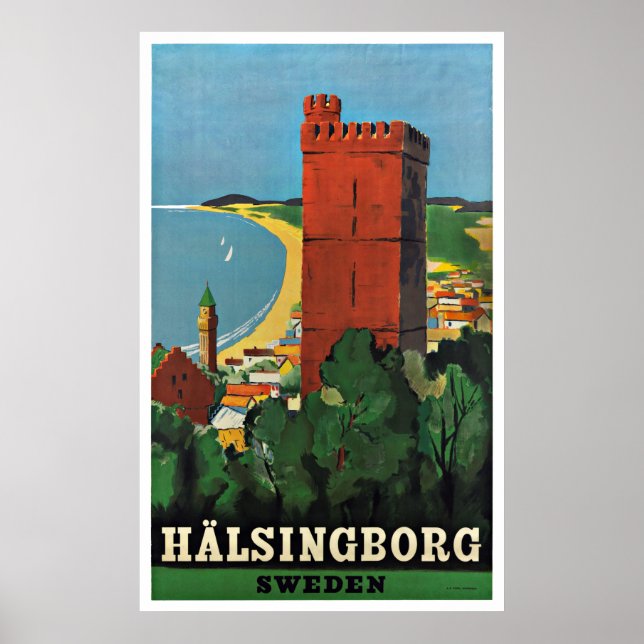 Helsingborg Sweden Vintage Travel Poster (Front)
