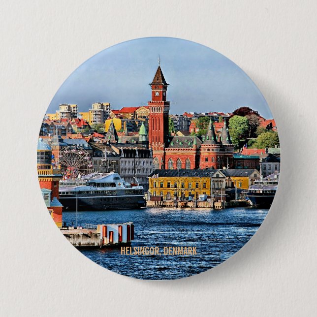 HELSINGOR, DENMARK, coastal city, Button (Front)