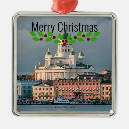 Helsinki Cathedral Christmas Metal Ornament