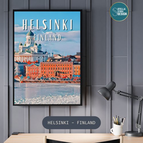 Helsinki city of northern architecture poster