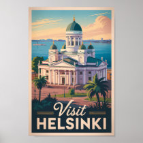 Helsinki Finland Cathedral Travel Art Vintage