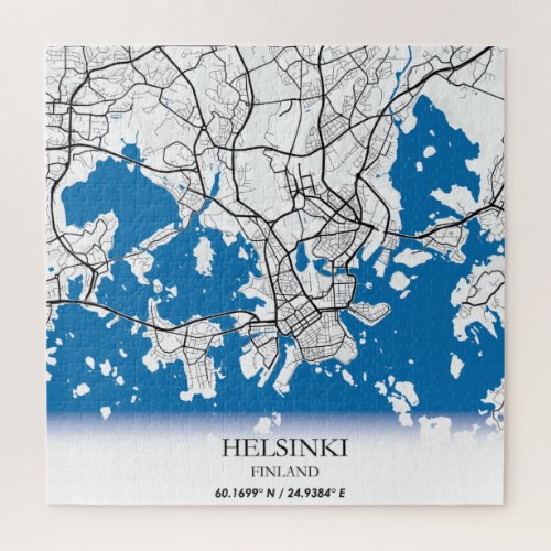 Helsinki Finland City Map Coordinates Travel Jigsaw Puzzle