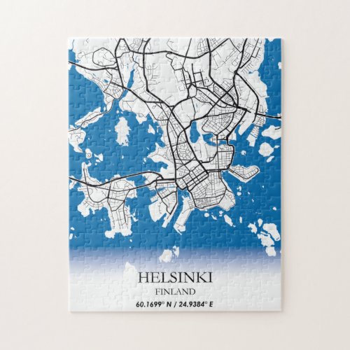 Helsinki Finland City Map Coordinates Travel Jigsaw Puzzle