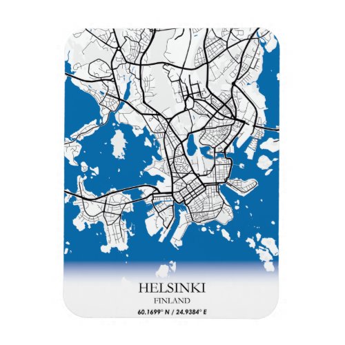 Helsinki Finland City Map Coordinates Travel Magnet