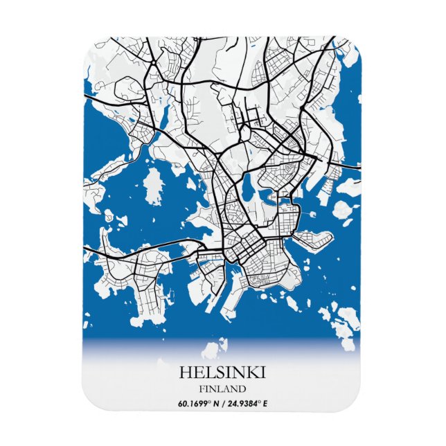 Helsinki Finland City Map Coordinates Travel Magnet (Vertical)