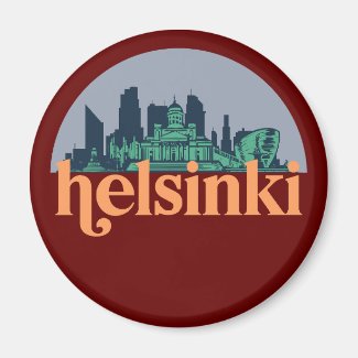 Helsinki Finland City Skyline Retro Cityscape Art