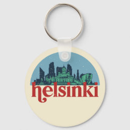 Helsinki Finland City Skyline Vintage Cityscape Keychain