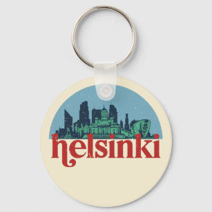 Helsinki Finland City Skyline Vintage Cityscape Keychain