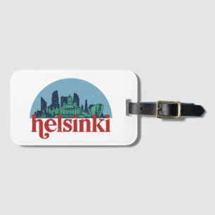 Helsinki Finland City Skyline Vintage Cityscape Luggage Tag
