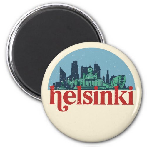 Helsinki Finland City Skyline Vintage Cityscape Magnet
