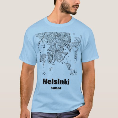 Helsinki Finland minimalistic streets map T_Shirt