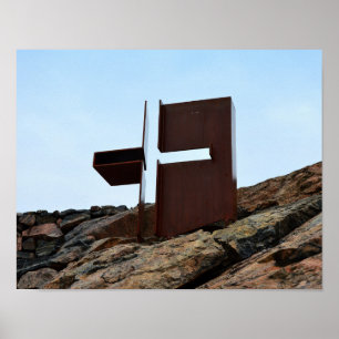 Helsinki, Finland, Rock Church Cross Poster