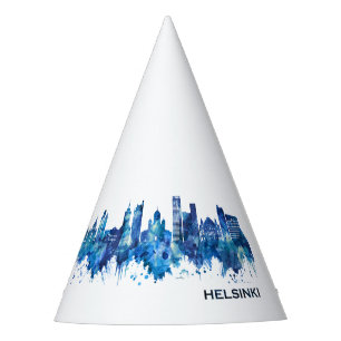 Helsinki Finland Skyline Blue Party Hat