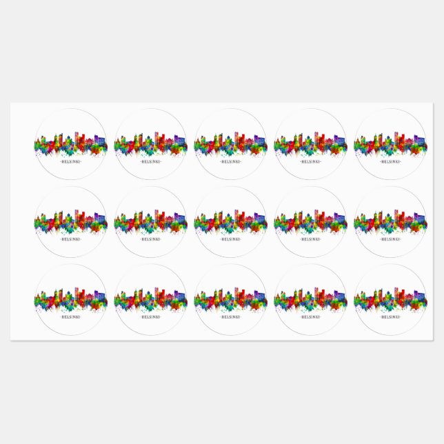 Helsinki Finland Skyline Labels (Sheet)