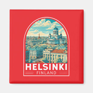 Helsinki Finland Travel Art Emblem Magnet