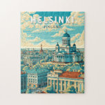 Helsinki Finland Travel Art Vintage Jigsaw Puzzle<br><div class="desc">Helsinki retro vector travel design. From the iconic Helsinki Cathedral to the historic Suomenlinna Fortress,  the city offers a perfect mix of modern innovation and timeless beauty.</div>