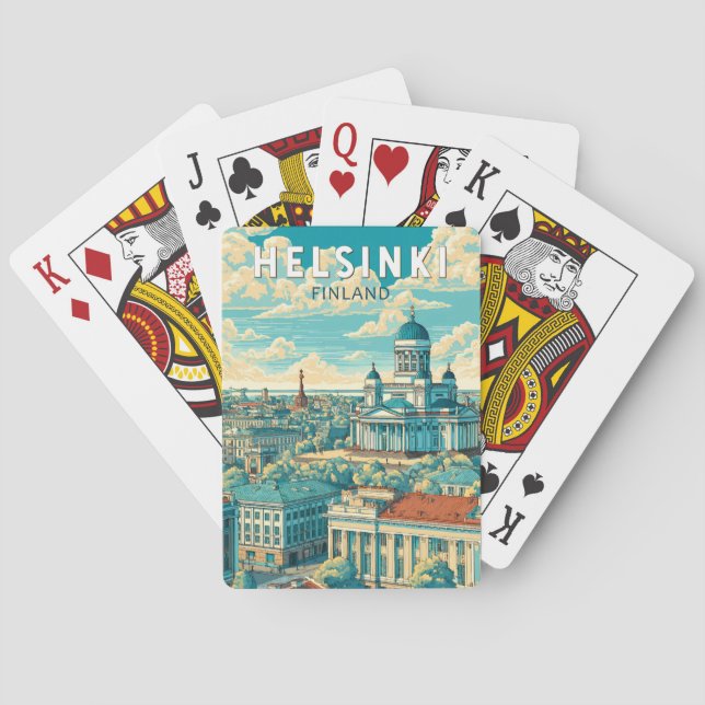 Helsinki Finland Travel Art Vintage Poker Cards (Back)