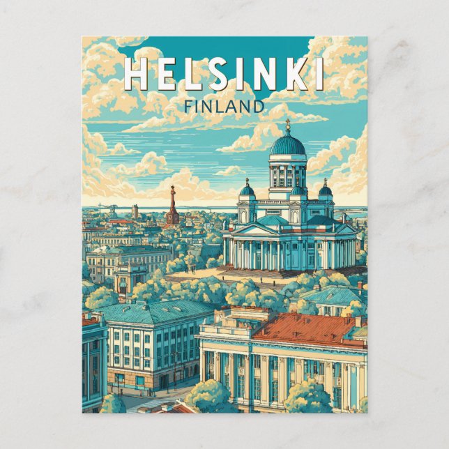 Helsinki Finland Travel Art Vintage Postcard (Front)