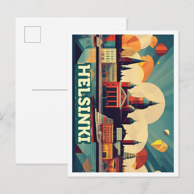 Helsinki Finland Travel artistic colorful Postcard (Front/Back)