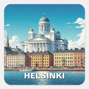 Helsinki Finland Travel Square Sticker