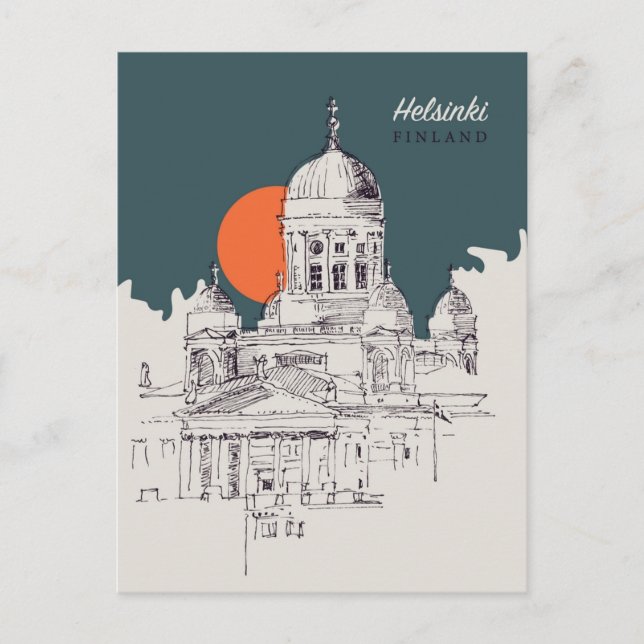Helsinki Finland vintage travel city welcome to  Postcard (Front)