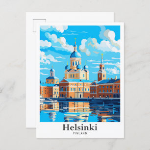 Helsinki Finland Vintage Travel Illustration Postcard