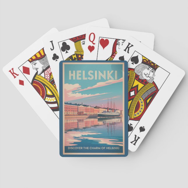 Helsinki Finland Waterfront Travel Art Vintage Poker Cards (Back)