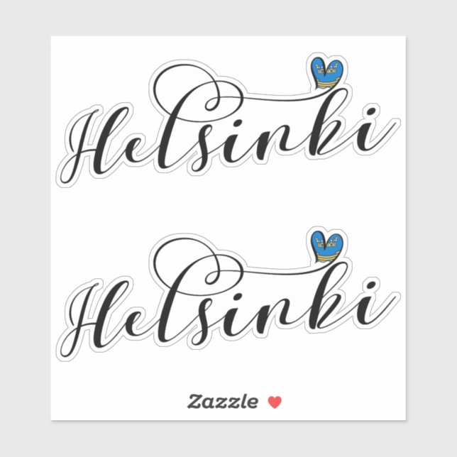Helsinki Flag In a Heart, Finland Sticker (Sheet)