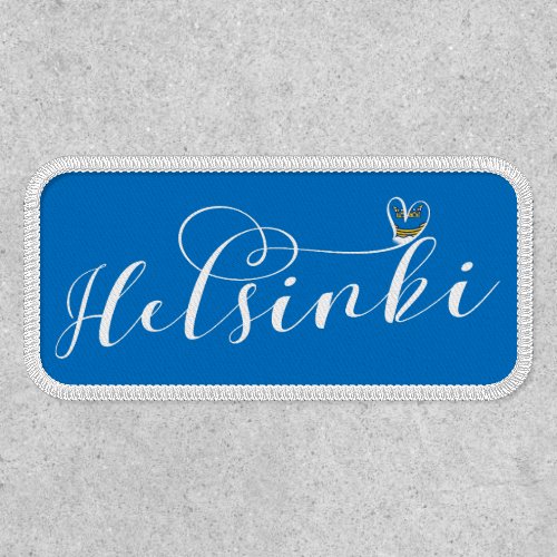 Helsinki Flag In Heart Finland Patch