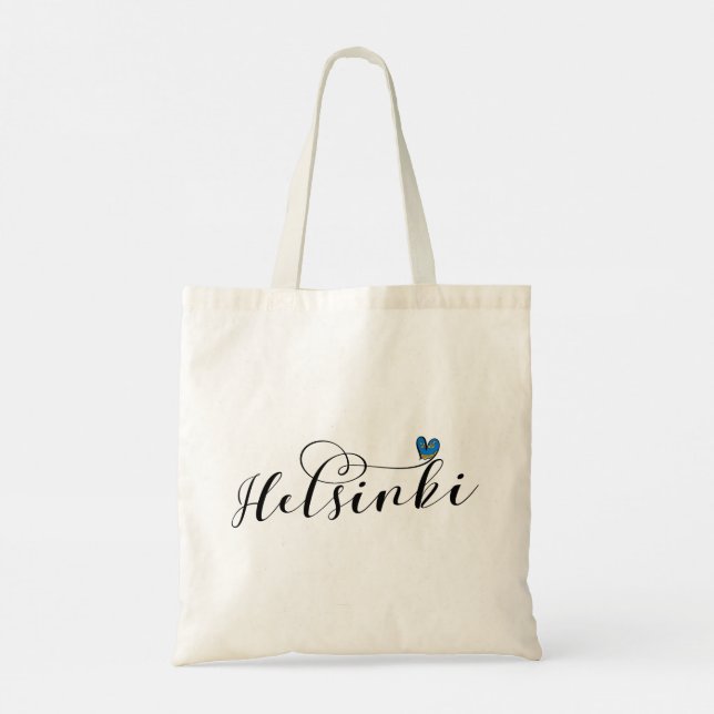 Helsinki Flag In Heart, Finland Tote Bag (Back)
