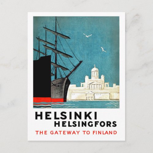 Helsinki Helsingfors gateway to Finland boats Postcard
