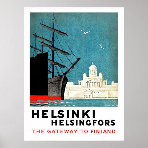 Helsinki Helsingfors gateway to Finland boats Poster