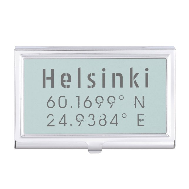 Helsinki Latitude Longitude Business Card Case (Front)