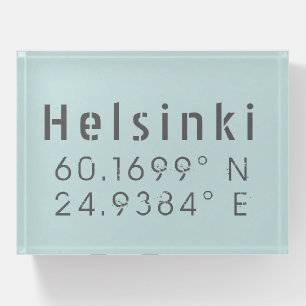 Helsinki Latitude Longitude Paperweight