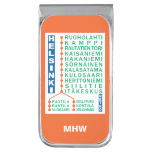 Helsinki Metro Stations custom monogram money clip