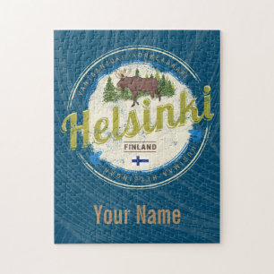 Helsinki moose capital of Finland vintage souvenir Jigsaw Puzzle