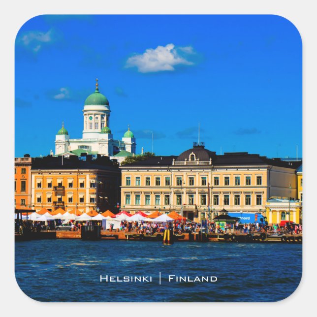 Helsinki Skyline Square Sticker (Front)